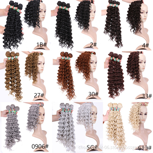 Wholesale 16''18''20''Red Natural Ombre Body Deep Wave Weft Weave Natural Black Color Curly Afro Bundle Synthetic Hair Extension